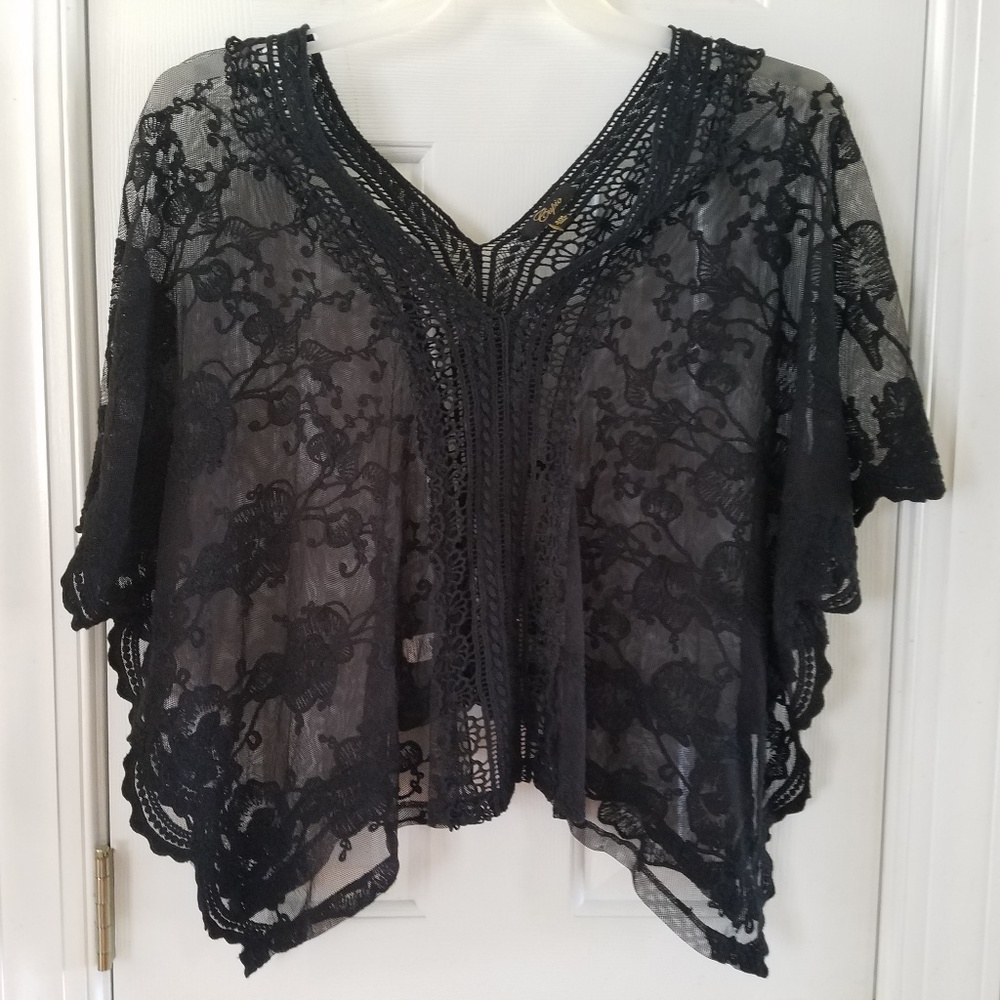 Cupio Sheer Black Lace Oversized Top
